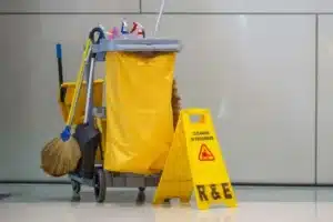 Janitorial expert cleaning commercial floors – One Stop Property Services